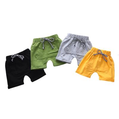 China wholesale Anti-wrinkle kids clothing stock RTS shorts cotton infant solid pocket baby boy soft comfortable shorts for sale