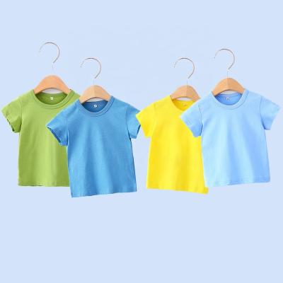 China 2021 New Boutique Breathable 100% CURRENT Cotton Toddler Boy Kids See Shirts Summer Plus Size T-shirt Kids T-shirt Casual White for sale