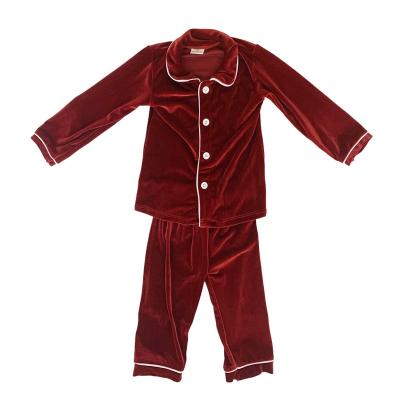 China Cute Toddler Boys Pajamas Sets Private Label Thermal 2021 Kids Lounge Set Kids Designer Christmas Sleepwear Velvet Custom Pajamas for sale