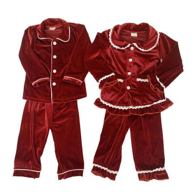 China 2021 New Designer Kids Pajamas Set QUICK DRY Cute Soft Cute Red Velvet Children Toddler Winter Pajamas Boy And Girl Sibling Christmas Pajamas Set for sale