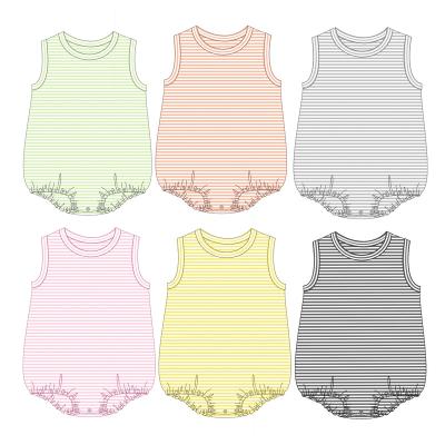 China Wholesale Cotton Summer New Design Customized Sleeveless Stripe Baby Boy Clothes Casual Simple Soft Romper for sale