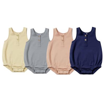 China 100% Cotton 2022 Summer Latest Design Cotton Clothes Customized Comfortable Simple Casual Baby Boy Sleeveless Romper for sale