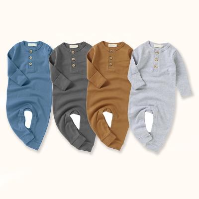 China 2022 cotton 5% 95% cotton spandex factory customized drop cotton 5% cotton one piece jumpsuit soft thick organic one piece jumpsuit baby romper for sale