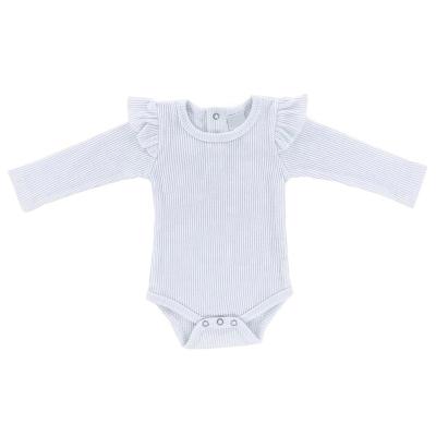 China Wholesale Infant Organic Cotton Ruffle Flutter Jumpsuit Baby Clothes OEM Baby Ribbed Romper Infant Breathable Washable Eco-Friendly Clothes Substantial for sale