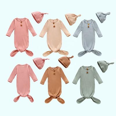 China Breathable Winter Drop Long Sleeve Baby Sleeping Bag 100% Cotton Newborn White Rib Thermal Soft Nightgown Sleeping Bags For Baby for sale