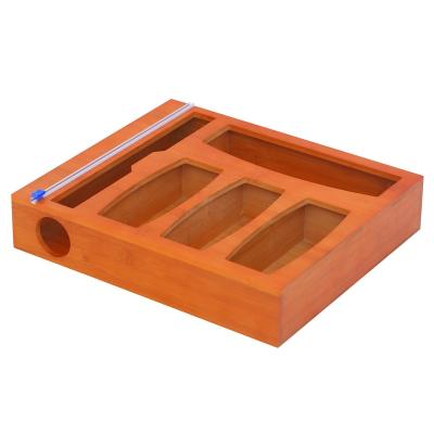 China North America Square Groove Kitchen Supplies Bamboo Wooden Food Bag Organization Storage Box for sale