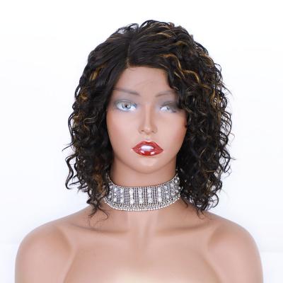 China Body Wave AISI Seller Cheap Short Bob Front Lace Wigs Curly Wave Mixed Brown Hair Brazilian Lace Front Wigs For Black Women for sale