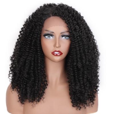 China Wholesale Cheap Curly Length Black Fluffy Curly Side Part Shoulder Hair Aisi Synthetic Curl Hair For Color Women Lace Front Wig for sale