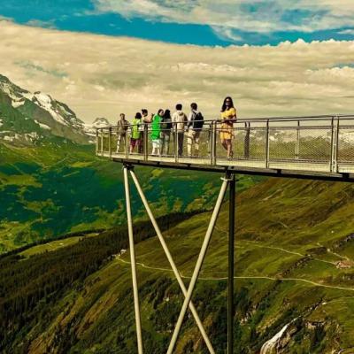 China Bridge Suspension Air Wooden Glass Walkway For Park Attraction New Sightseeing Suspension Bridge Cliff Walk for sale