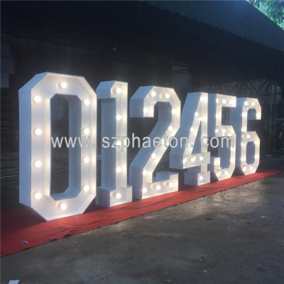 China Galvanized Iron Sheet Light Tall Up Big Numbers Marquee Letters To Marry With Led Lights for sale