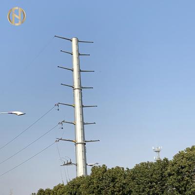 China 9M Galvanised Metal Steel Utility Pole 350daN 200daN For 11kv Power Distribution for sale