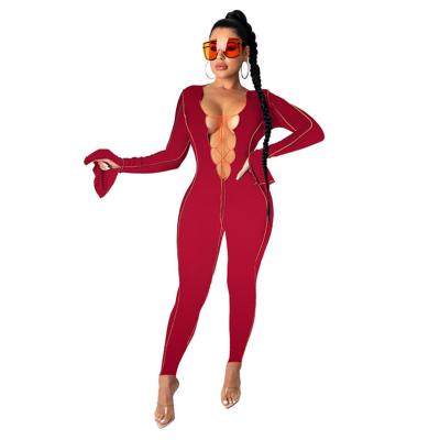 China Breathable Women Fall Long Sleeve Rompers And Overalls Ladies High Waist Jumpsuit Pants for sale