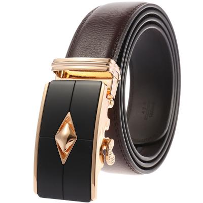 China Wholesale automatic belt leather male gold buckle automatic sliding belt yb166 for men for sale