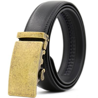 China Belt ab1210 Cowboy Cowhide Leather Vintage Automatic Dress Belt with Autoamtic Sliding Buckle for sale