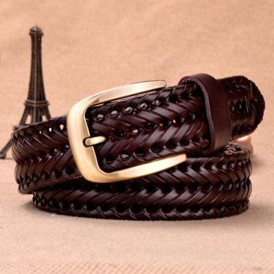 China Braided Leather Belts bp1033c Cow Leather Men's Braided Belt Coffe for sale