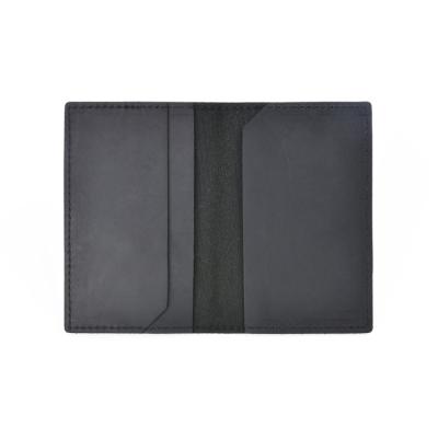 China Vintage kq159b handmade custom black Crazy Horse natural leather mens slim card wallet for sale