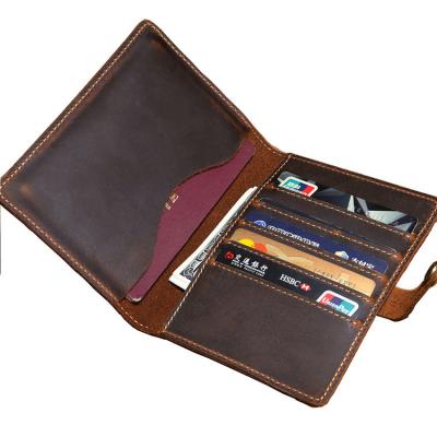 China Real leather vintage hz203 Crazy Horse men's passport holder with credit card slots for sale