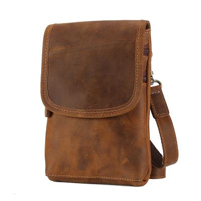 China Vintage Crazy Horse Pocket Genuine Leather Movable Shoulder Bag pb014 Anti-theft for sale