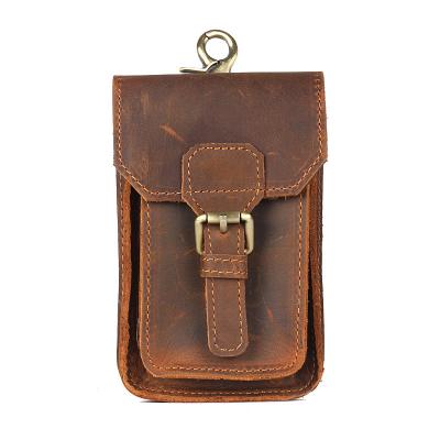 China pb011 Crazy Horse anti-theft handmade leather mobile bag for men for sale