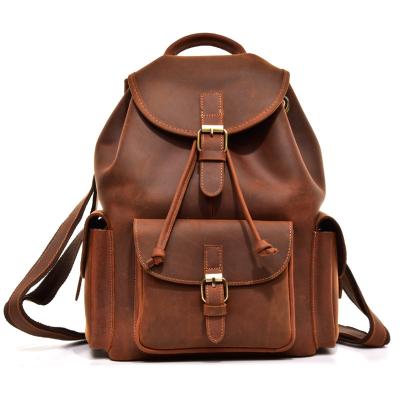 China Retro Vintage Style Crazy Horse Women Genuine Leather Luxury Backpack bb016 for sale