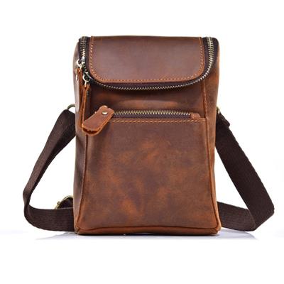 China Vintage bb015 Crazy Horse Whip Leather Phone Case Small Belt Bag for sale