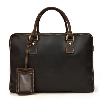 China BB009 Crazy Horse Genuine Leather Genuine Leather Men Briefcase Laptop Handbag For Business for sale