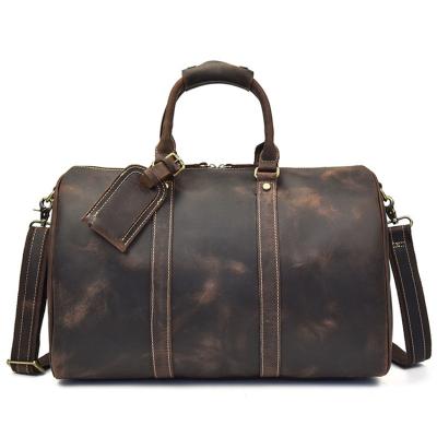 China bb036 Custom Vintage Crazy Horse Leather Duffel Bag Travel Weekender Bag for sale