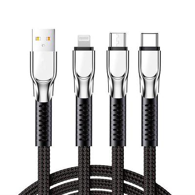 China 3in1 Mobile Phone Data USB Cable For iPhone Fast Charger Charging Cable For Android Phone Type C Xiaomi Huawei Samsung Charger Wire For iPad for sale