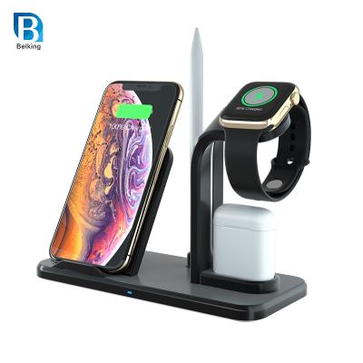 China Cell Phone Customized Logo Wireless Mobile Phone Charger 3 in 1 Wireless Charger for iPhone iWatch for sale