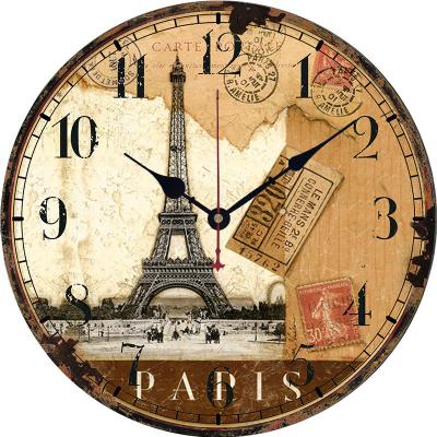 China Wholesale antique country American creative wall clock style clock tower mute wooden retro series for sale