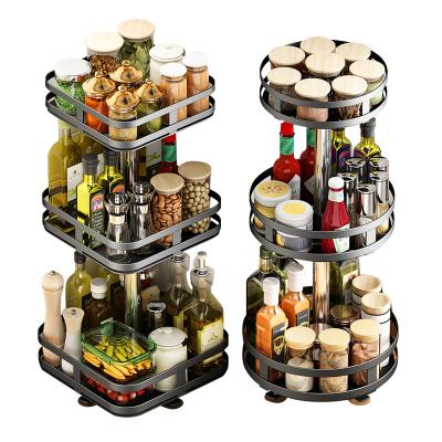 China The other kitchen shelf basket fruit and vegetable storage rotating rack around the multi-functional wheeled shelf. for sale