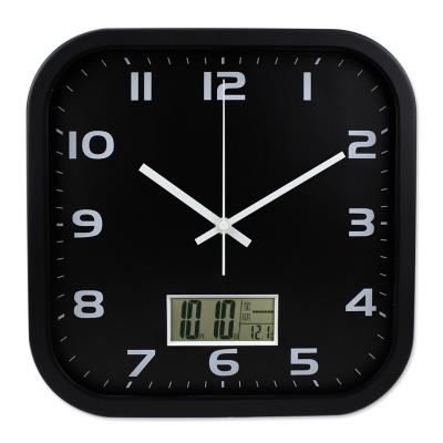 China Calendars sell square LCD display date and temperature decoration Shi Ying wholesale wall clock for sale