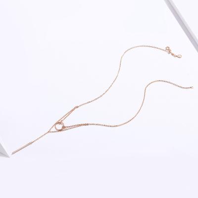 China Elegant Charm S925 Sterling Silver Platinum Plated Rose Gold Simple Geometric Fashion Necklace for sale