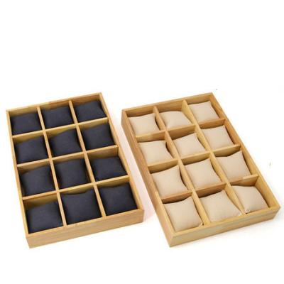 China 9pcs Durable Wooden Watch Pillow Display Tray Jewelry Frame Bracelet Display Wooden Props for sale