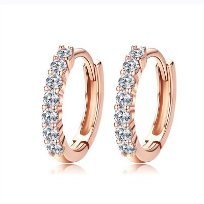 China Charming Elegant Silver Zircon Circle Earrings S925 Sterling Silver Small Stud Earrings Rose Gold Plated Earrings for sale