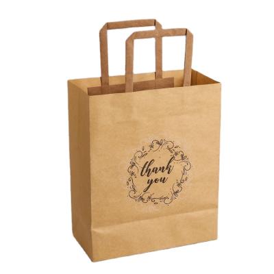 China Factory Wholesale Custom Logo Printed Durable Kraft Paper Eco Friendly Disposable Bag With Handle for sale