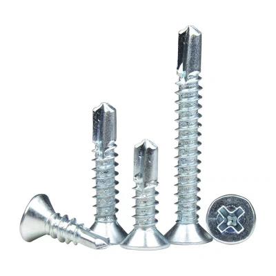 China Pan Bottom Price High Performance Zinc Plated Serrated Flat Head Csk Self Drilling Screw for sale