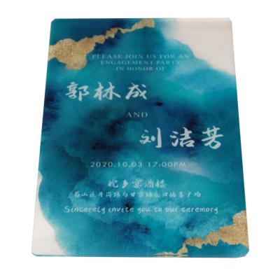 China Acrylic Invitation Card Top Grade Luxury Custom Laser Cut Wedding Acrylic Invitation Card FWQ-YM-H005 for sale