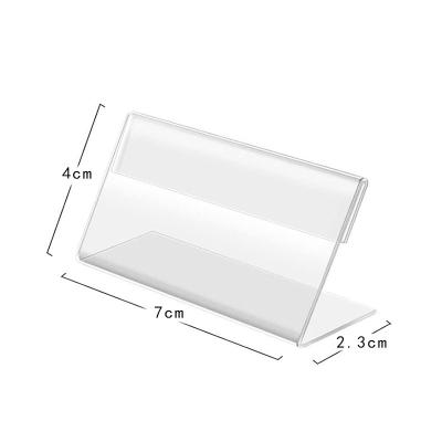 China High End Mini Small Signage Display Stand Acrylic Label Bracket 7x4cm Desktop Business Card Table Price Tag Holder for sale