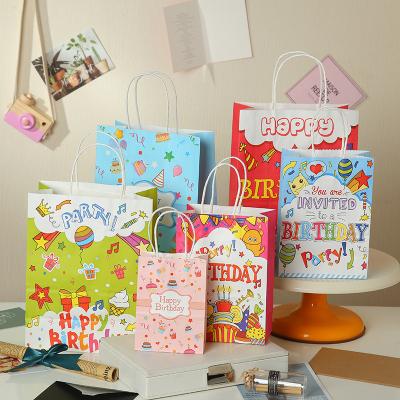 China Reused Materials Cartoon Gift Bag Pattern Paper Packaging Bag Creative Children's Birthday Gift Packaging Bag for sale