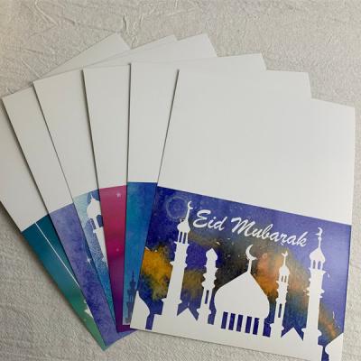 China Europe Eid al-Fitr greeting card Islamic Rouzi festival blessing folded message card with envelope eid cards for sale