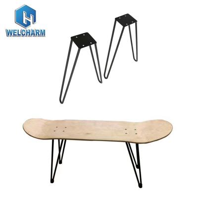 China Modern Modern Decoration Iron Furniture Legs Desk Legs Metal Bench Black Coffee Dining Furniture Table Hairpin Legs for sale