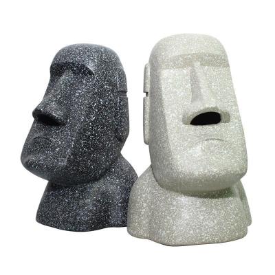 China Interior Home Decoration Decor Accessories Easter Island Moai Face Stone Made In Polyresin Used For Tissue Box On Dining Table for sale