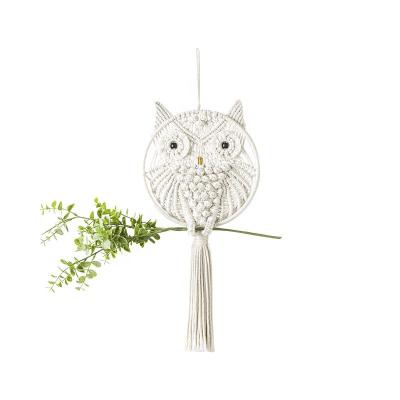 China Wholesale Minimalist Handmade Handmade Hanging Classic Decoration Owl Cotton Owls Home Decoration Hook Wall Decor for sale