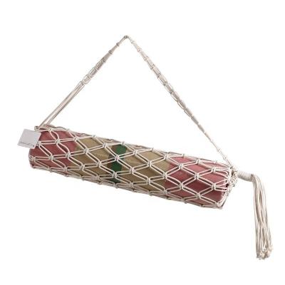 China New Arrival Boho Minimalist Hand & Woven Cotton Sports Macrame Bag Backing For Yoga Mat for sale