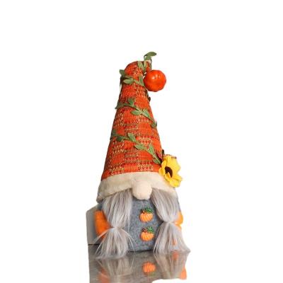 China 2021 Cloth Thanksgiving Decor Pumpkin Border Sunflower Doll Faceless Dwarf Ornaments Window Decorations Harvest Festival Elf for sale