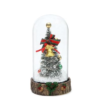 China Christamas Home Decor Christmas Tree LED Night Light Desktop Ornament with Glass Cover Christmas Decoration Gifts for Home Decor for sale