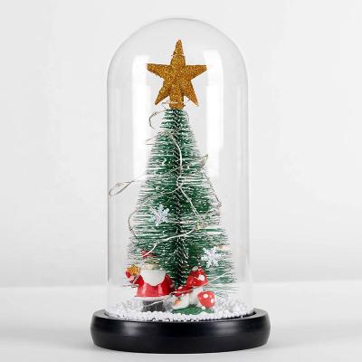 China Hot Selling Christmas Tree Mini Christmas Tree Glass Cover Home Decoration Christamas Lighting Christmas Gift For Gift for sale