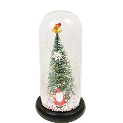 China Amazon Hot Selling Christmas Tree Mini Christmas Tree Glass Cover Home Decoration Christamas Lighting Christmas Gift Decoration for sale