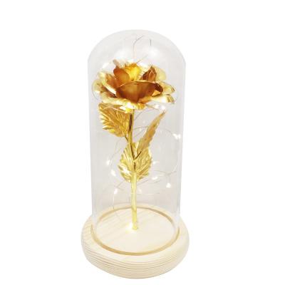 China Home 24k Gold Foil High Quality Eco-friendly LED Rose Gift Box For Wedding Light Plated Party for sale